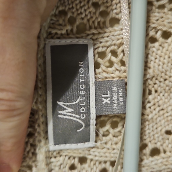 JM Collection Tan Crochet Knit Cardigan. NWT - Picture 2 of 5
